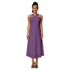 Mauve Purple	 - 	sleeveless Cross Front Cocktail Midi Chiffon Dress by ColorfulDresses