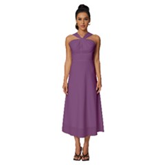 Sparkling Grape Purple	 - 	sleeveless Cross Front Cocktail Midi Chiffon Dress by ColorfulDresses