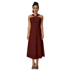 Wine Red	 - 	sleeveless Cross Front Cocktail Midi Chiffon Dress