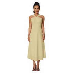 Pure Vanilla	 - 	sleeveless Cross Front Cocktail Midi Chiffon Dress by ColorfulDresses