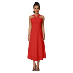 Love Red	 - 	sleeveless Cross Front Cocktail Midi Chiffon Dress