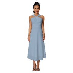 Cashmere Blue	 - 	sleeveless Cross Front Cocktail Midi Chiffon Dress by ColorfulDresses