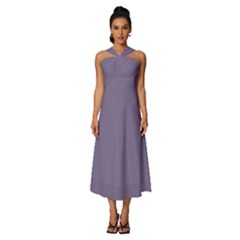 Purple Haze	 - 	sleeveless Cross Front Cocktail Midi Chiffon Dress