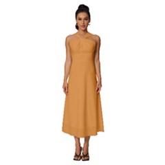 Sandy Orange	 - 	sleeveless Cross Front Cocktail Midi Chiffon Dress by ColorfulDresses