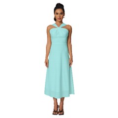 Italian Sky Blue	 - 	sleeveless Cross Front Cocktail Midi Chiffon Dress by ColorfulDresses