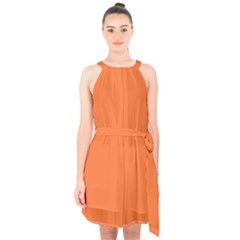 Construction Cone Orange	 - 	halter Collar Waist Tie Chiffon Dress by ColorfulDresses