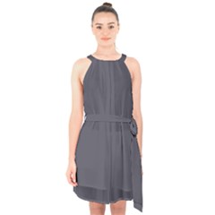 Porpoise Grey	 - 	halter Collar Waist Tie Chiffon Dress by ColorfulDresses