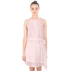 Soft Bubblegum Pink	 - 	halter Collar Waist Tie Chiffon Dress by ColorfulDresses