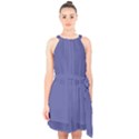 Blue Iris	 - 	Halter Collar Waist Tie Chiffon Dress View1