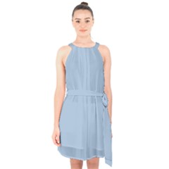 Cashmere Blue	 - 	halter Collar Waist Tie Chiffon Dress by ColorfulDresses