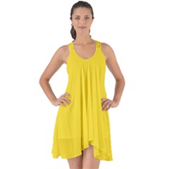 Butter Yellow	 - 	show Some Back Chiffon Dress by ColorfulDresses