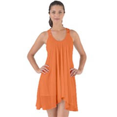 Construction Cone Orange	 - 	show Some Back Chiffon Dress by ColorfulDresses