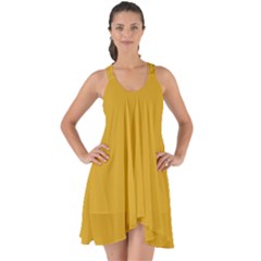 Goldenrod Orange	 - 	show Some Back Chiffon Dress by ColorfulDresses