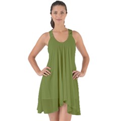 Olive Green	 - 	show Some Back Chiffon Dress by ColorfulDresses