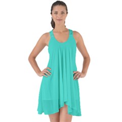 Turquoise	 - 	show Some Back Chiffon Dress by ColorfulDresses