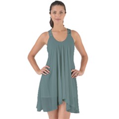 Greyish Turquoise	 - 	show Some Back Chiffon Dress by ColorfulDresses