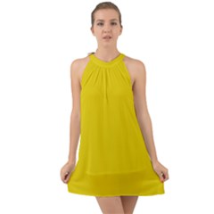 Corn Yellow	 - 	halter Tie Back Chiffon Dress by ColorfulDresses