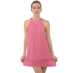 Watermelon Pink	 - 	halter Tie Back Chiffon Dress by ColorfulDresses