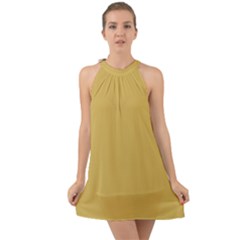 Trombone Yellow	 - 	Halter Tie Back Chiffon Dress