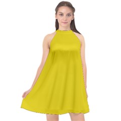 Corn Yellow	 - 	halter Neckline Chiffon Dress by ColorfulDresses