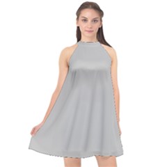 Silver Sand Grey	 - 	halter Neckline Chiffon Dress by ColorfulDresses