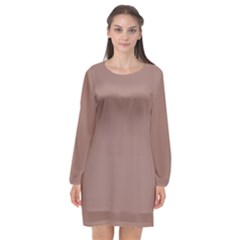 Burnished Brown	 - 	Long Sleeve Chiffon Shift Dress