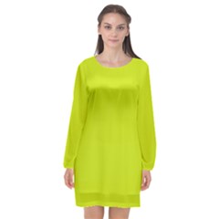 Bitter Lemon Green	 - 	long Sleeve Chiffon Shift Dress