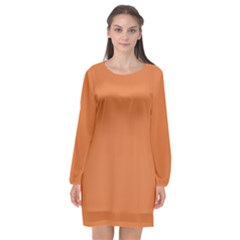 Amber Glow Orange	 - 	long Sleeve Chiffon Shift Dress by ColorfulDresses