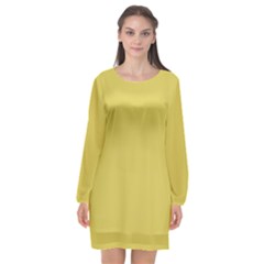 Ceylon Yellow	 - 	long Sleeve Chiffon Shift Dress by ColorfulDresses