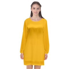 China Yellow	 - 	long Sleeve Chiffon Shift Dress by ColorfulDresses