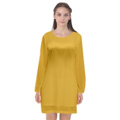 Goldenrod Orange	 - 	long Sleeve Chiffon Shift Dress by ColorfulDresses