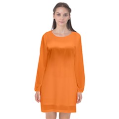 Pumpkin Orange	 - 	long Sleeve Chiffon Shift Dress by ColorfulDresses