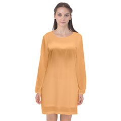 Rajah Orange	 - 	long Sleeve Chiffon Shift Dress by ColorfulDresses