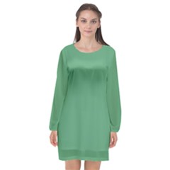 Shiny Shamrock Green	 - 	long Sleeve Chiffon Shift Dress by ColorfulDresses