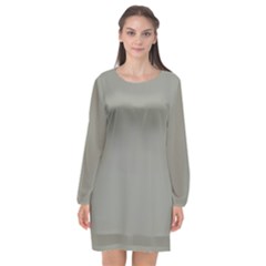 Trout Grey	 - 	long Sleeve Chiffon Shift Dress by ColorfulDresses