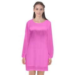 Rose Pink	 - 	long Sleeve Chiffon Shift Dress by ColorfulDresses