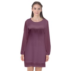 Wine Dregs	 - 	long Sleeve Chiffon Shift Dress by ColorfulDresses