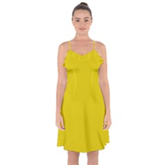 Corn Yellow	 - 	ruffle Detail Chiffon Dress by ColorfulDresses