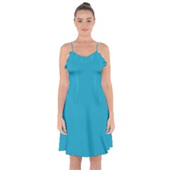 Pacific Blue	 - 	ruffle Detail Chiffon Dress by ColorfulDresses