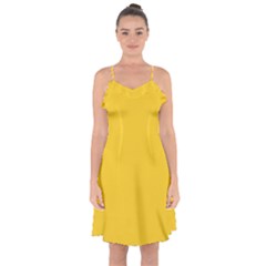 Tuscany Yellow	 - 	ruffle Detail Chiffon Dress by ColorfulDresses