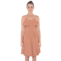 Soft Copper	 - 	Ruffle Detail Chiffon Dress