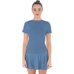 Air Force Blue	 - 	drop Hem Mini Chiffon Dress by ColorfulDresses