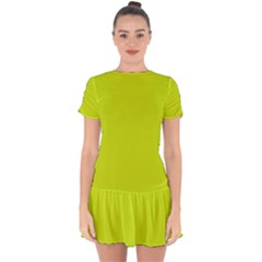 Bitter Lemon Green	 - 	drop Hem Mini Chiffon Dress by ColorfulDresses