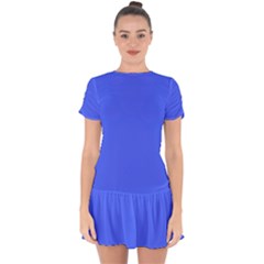 Neon Blue	 - 	drop Hem Mini Chiffon Dress by ColorfulDresses