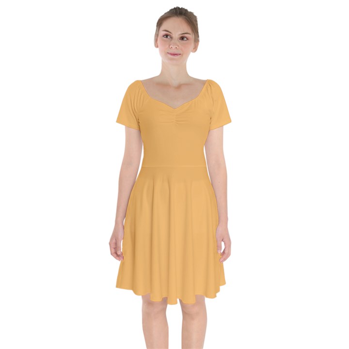 Bees Wax Orange	 - 	Short Sleeve Bardot Dress