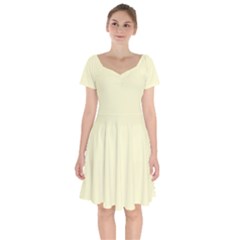 Creamy Yellow	 - 	short Sleeve Bardot Dress