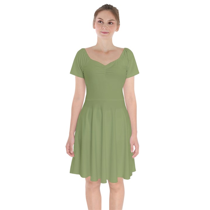 Light Moss Green	 - 	Short Sleeve Bardot Dress