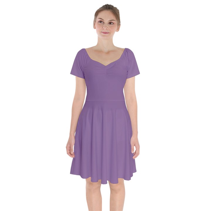 French Lilac Purple	 - 	Short Sleeve Bardot Dress