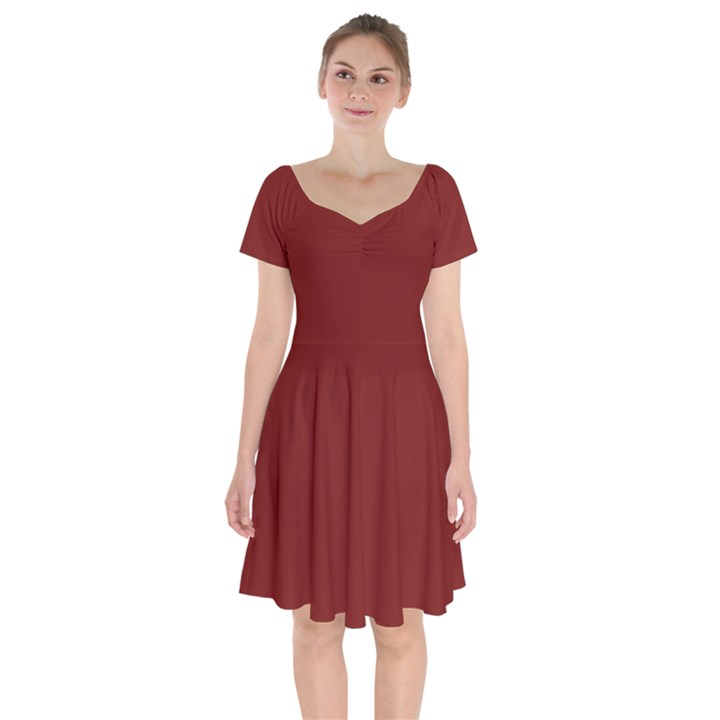 Berry Red	 - 	Short Sleeve Bardot Dress