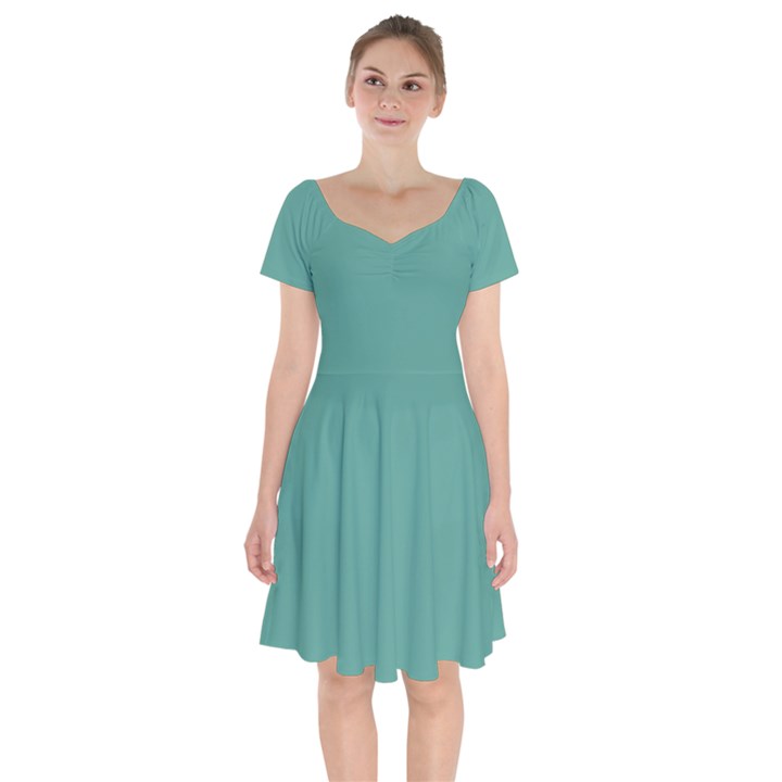 Polished Pine Green	 - 	Short Sleeve Bardot Dress